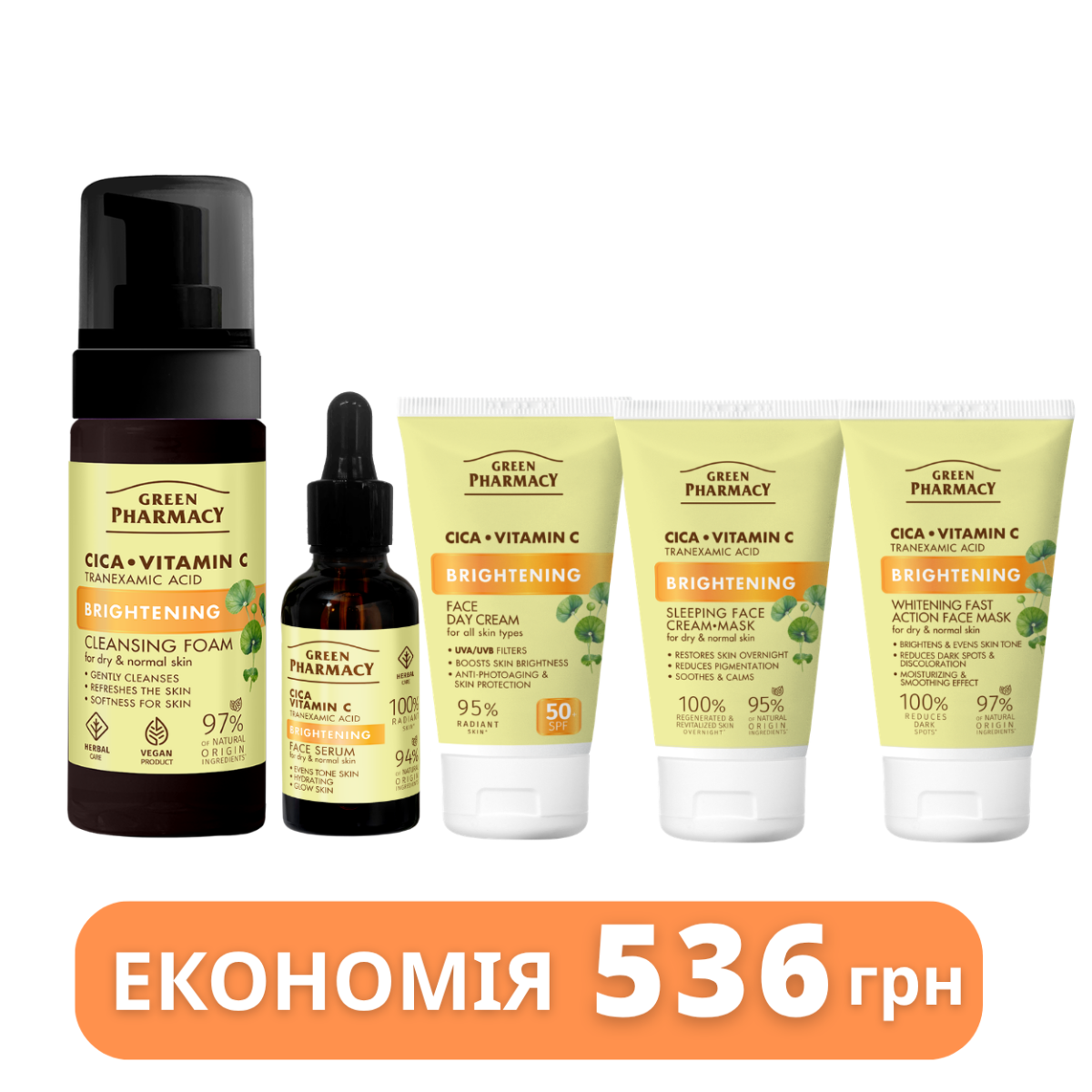 Набір для обличчя Green Рharmacy Brightening Цика і Вітамін С №5